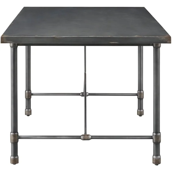 Delacora Hm-Ds-D066 60 inch Wide Metal Dining Table - Hand Distressed, Size: 60.0\, Gray