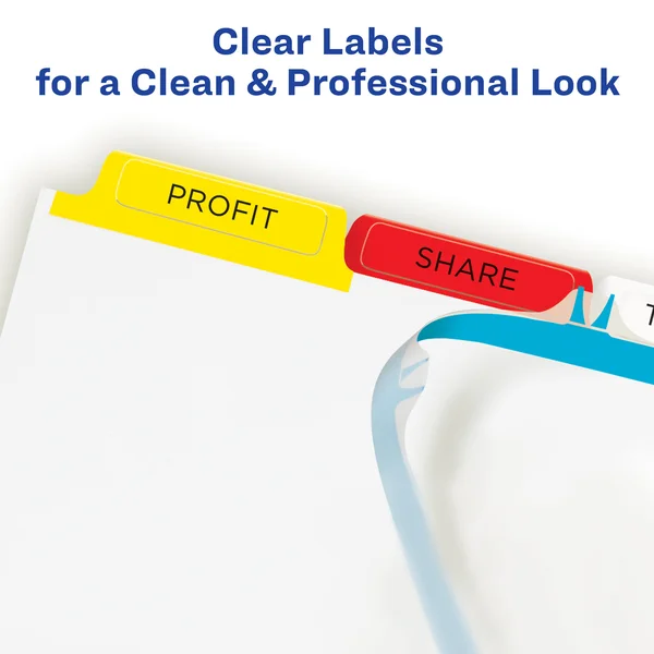 Avery Print & Apply Clear Label Dividers - Index Maker Easy Apply Printable Label Strip, 5 Multicolor Tabs, 25 Sets (11423)