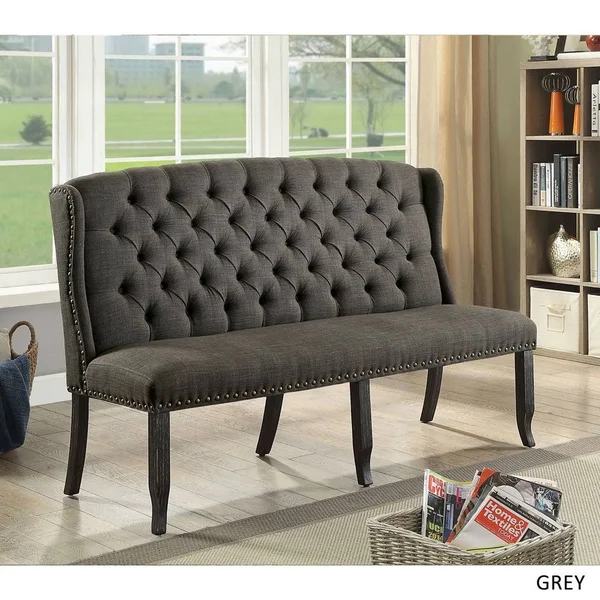 Furniture of America Linen Upholstered Loveseat - Dark Blue