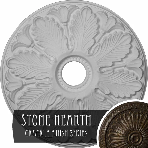 24 1/2x22OD x 3 1/2x22ID x 1x22P Milan Ceiling Medallion (Fits Canopies Up to 4 5/8x22), Hand-Painted Stone Hearth Crackle