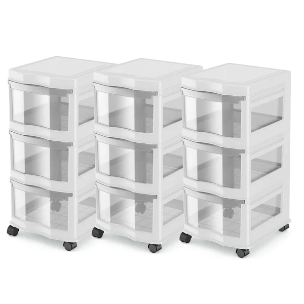 Life Story Classic 3-Shelf Storage Organizer Drawers - White (3 Pack)