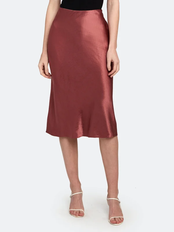 Vince Satin Midi Slip Skirt - Red, Women's, Xs
