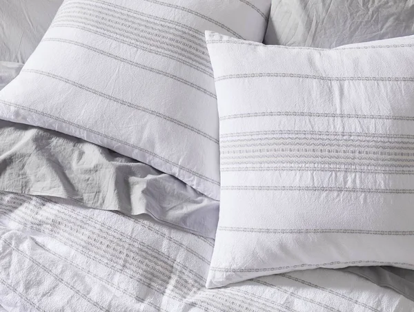 Coyuchi Rippled Stripe Organic Sham, Ivory with Black, Standard