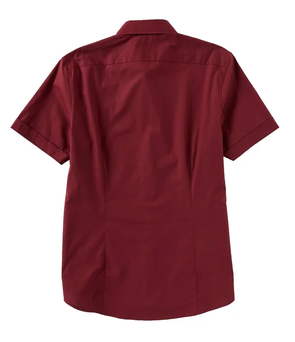 Michael Kors Slim-Fit Solid Stretch Short-Sleeve Woven Shirt - S