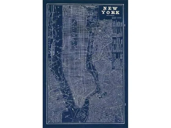 Tangletown Fine Art Blueprint Map New York by Sue Schlabach