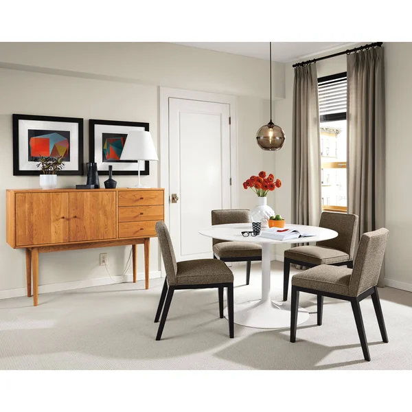 Room & Board, Modern Ansel Arm Chair in Trend in Pink (plain-weave) w/ Walnut Frame - Stain-repellent Fabric