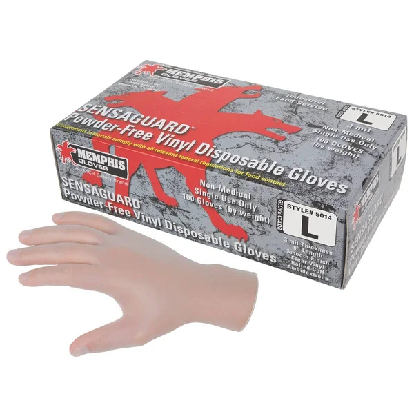 MCR Safety 5014L Vinyl Disposable Industrial Food Service Grade POWDERFREE Gloves - Large