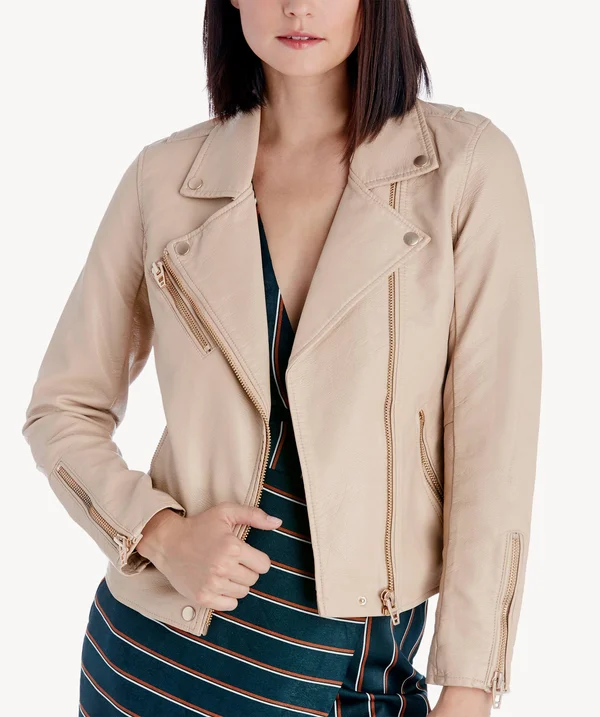 Blanknyc Faux Leather Moto Jacket Natural Light