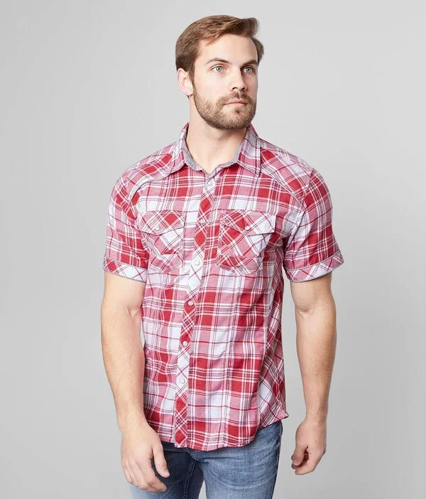 Bke Plaid Standard Shirt - Red XX-Large, Men's