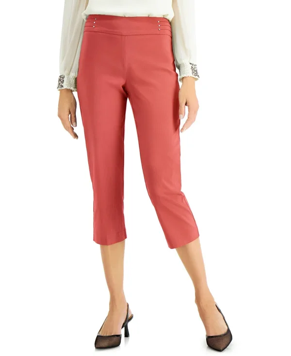 Jm Collection Embellished Pull-On Capri Pants - Created for Macy&s - Guava Sorbet
