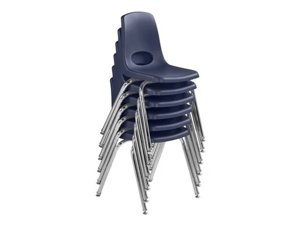 Factory Direct 16in Stack Chair Swivel Glide, 6-Pack - Navy