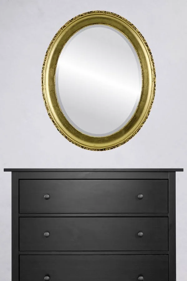 Kensington Framed Oval Mirror - Gold Leaf