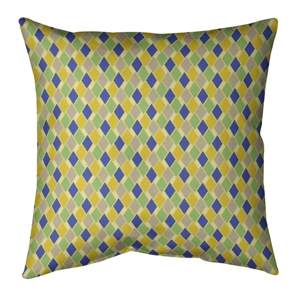 Retro Diamonds Throw Pillow - 16 x 16 - Yellow & Blue - Cotton