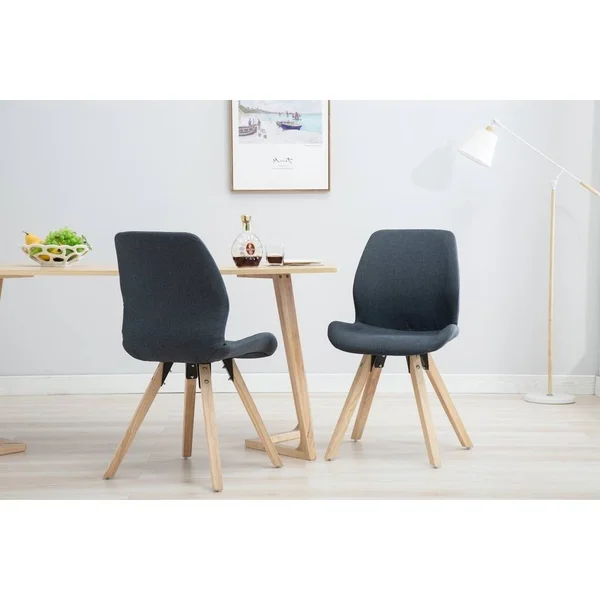 Porthos Home Modern Dining Chair with Rubberwood Dowel Legs, Set of 2 (Blue)