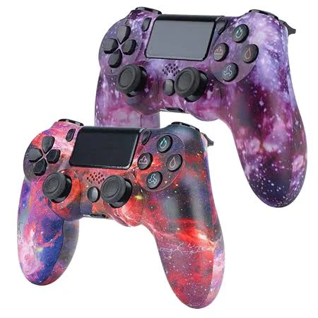 2 Pac Wireless PS4 Controller, PlayStation 4 Game Controller, with Dual Vibration and Charging Cable (Red+Purple)