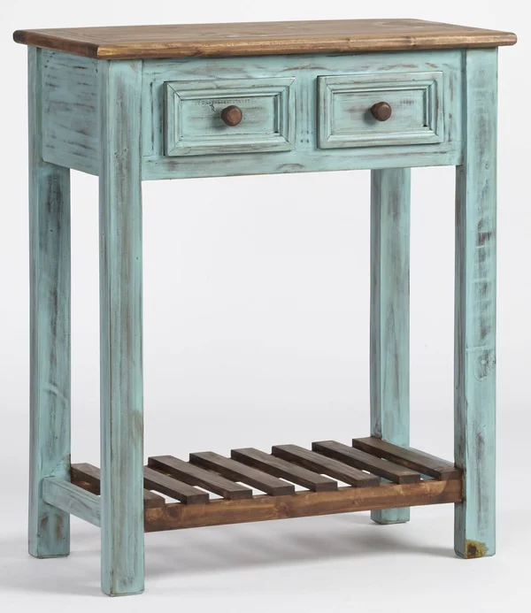 Progressive Furniture A521-73T Holland Console in Distressed Turquoise and Pine