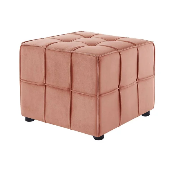 Loft Lyfe Nitudra Modern Blush Velvet Ottoman in Pink, LON114-02BH-LS