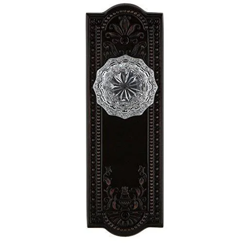 Nostalgic Warehouse 700569 Meadows Plate Single Dummy Crystal Glass Door Knob - Timeless Bronze