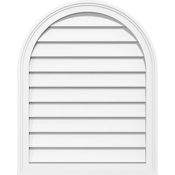 Ekena Millwork GVPRT18X1402SF 18x22W x 14x22H Round Top Surface Mount PVC Gable Vent: Functional - w/ 2x22W x 1-1/2x22P Brickmoul