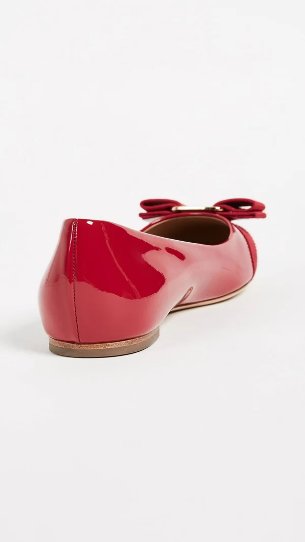 Salvatore Ferragamo Varina Patent Bow Ballet Flats, Rosso (Red)