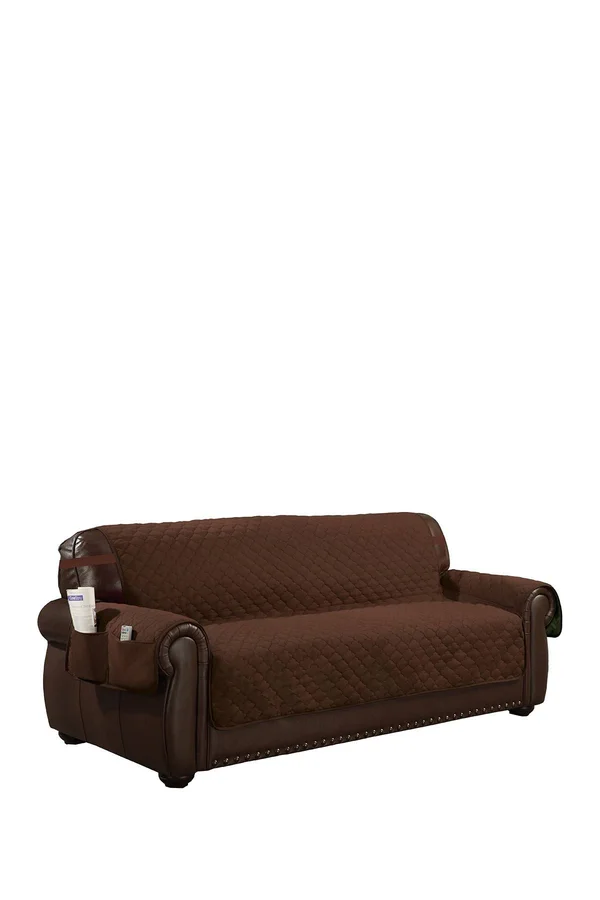 Jameson Reversible Waterproof Recliner Cover with Elastic Buckle in Chocolate-Natural