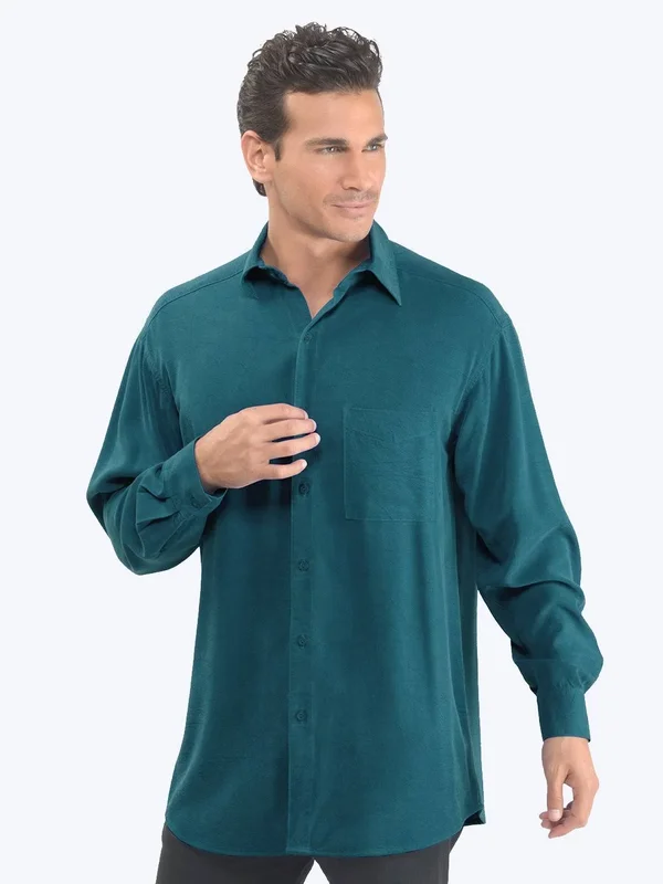 Tencel Men's Big Shirt- Midnight Teal - S