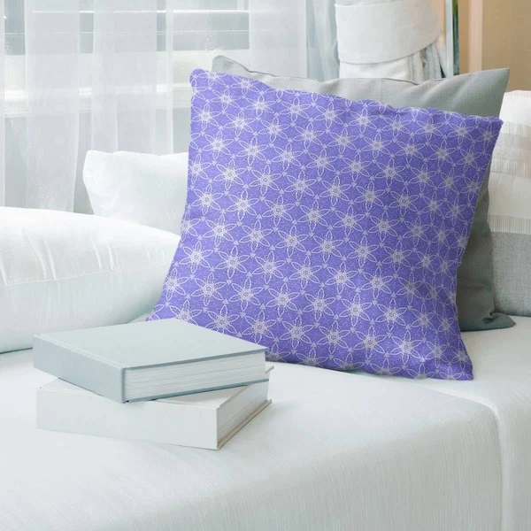 Color Background Ornate Circles Throw Pillow - 18 x 18 - Blue - Polyester