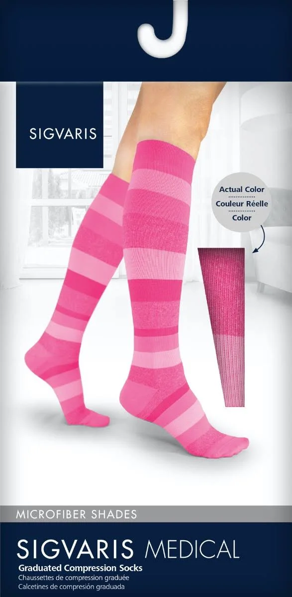 Sigvaris 832cssw23 Microfiber Shades 20-30 mmHg Womens Knee High Compression Socks Navy Heather - Small Short