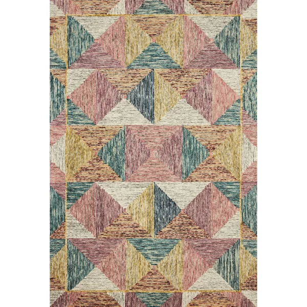 Alexander Home Kaleidoscope Geometric Hand-Hooked Wool Rug - 3&0x22 x 3&0x22 Round - Ivory, Multi