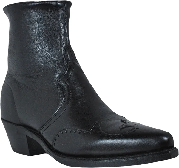 Abilene Men's Western Wingtip Zipper Boot - 6445s - Size: 11.5, Black