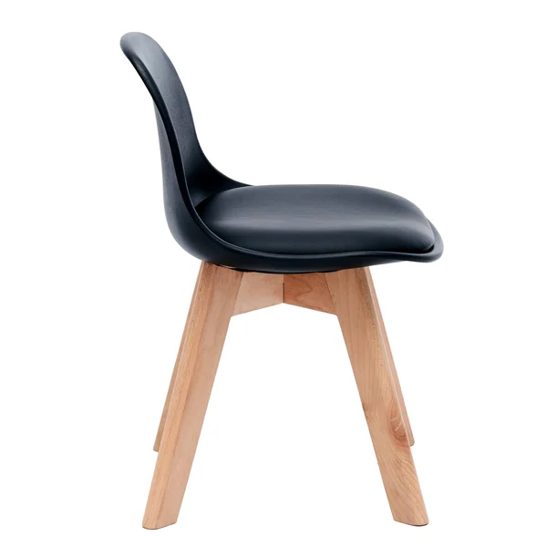 Porthos Home Brynn Kids Chair, Plastic Shell with Seat CUSHION, Beech Wood Legs - Orange