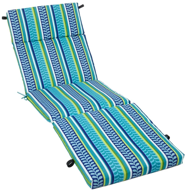 Blazing Needles 72-Inch All-Weather Outdoor Chaise Lounge Cushion - Pike Azure