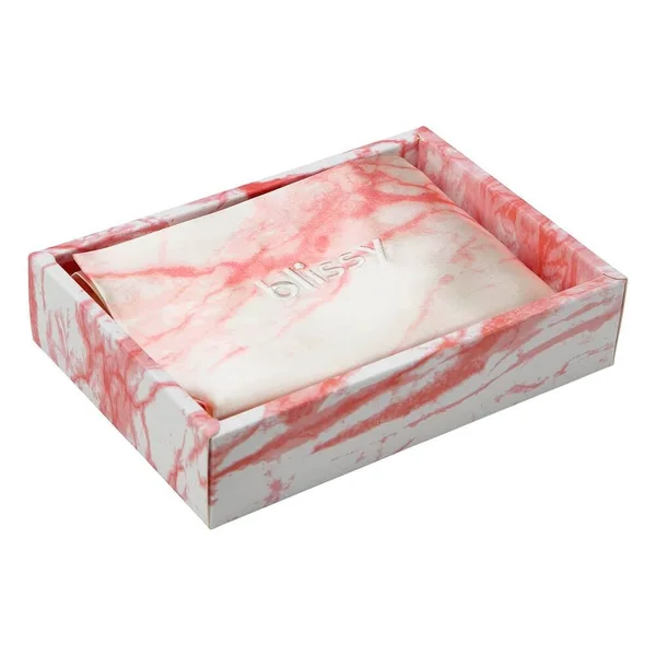 Blissy 100% Mulberry 22-Momme Silk Pillowcase - Rose White Marble - Standard