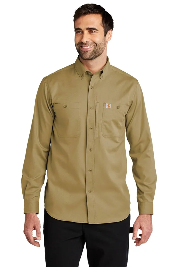 Carhartt Rugged Professional Series Men's Long-Sleeve Shirt - Dark Khaki, XL Tall