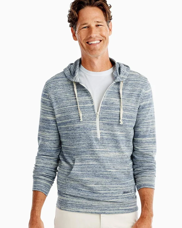 Johnnie-O Kiedis Popover Hoodie Sweatshirt in Blue - Size: XL