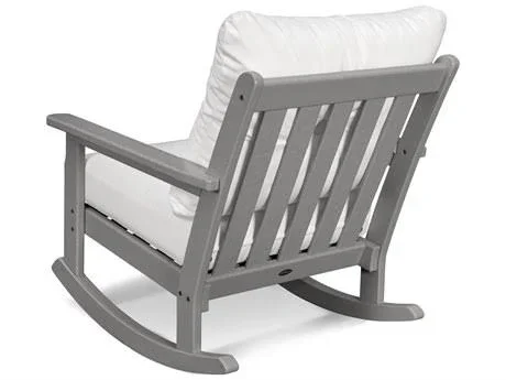 POLYWOOD Vineyard Recycled Plastic Lounge Chair Slate Grey POLYWOOD - Granite Cushion - 190609043932