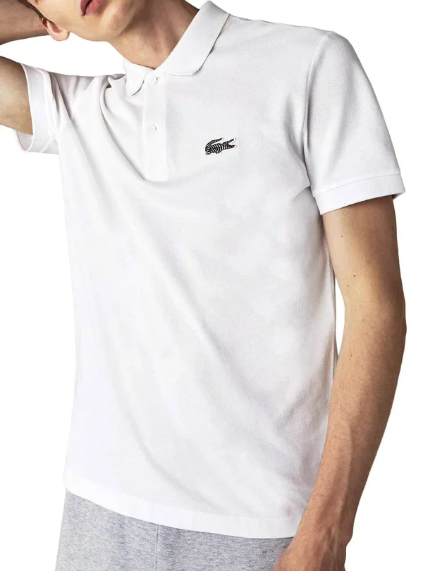 Lacoste x National Geographic Zebra Logo Polo Shirt 3 White Cotton