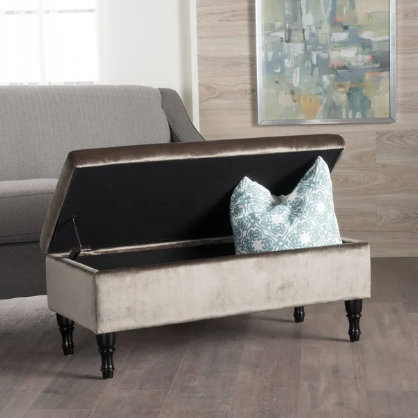 40.75x22 Gray and Brown Contemporary Upholstered Rectangular Storage Ottoman