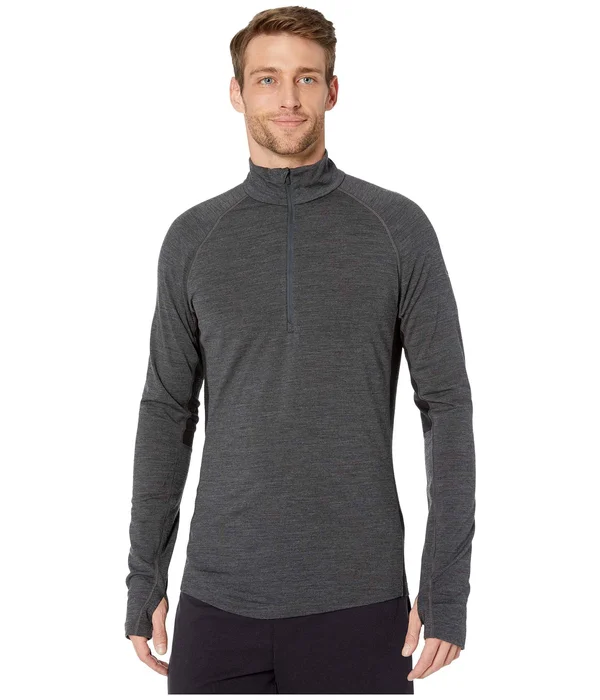 Icebreaker Bodyfitzone 200 Mens Zone LS Half Zip (Jet Heather, Black)