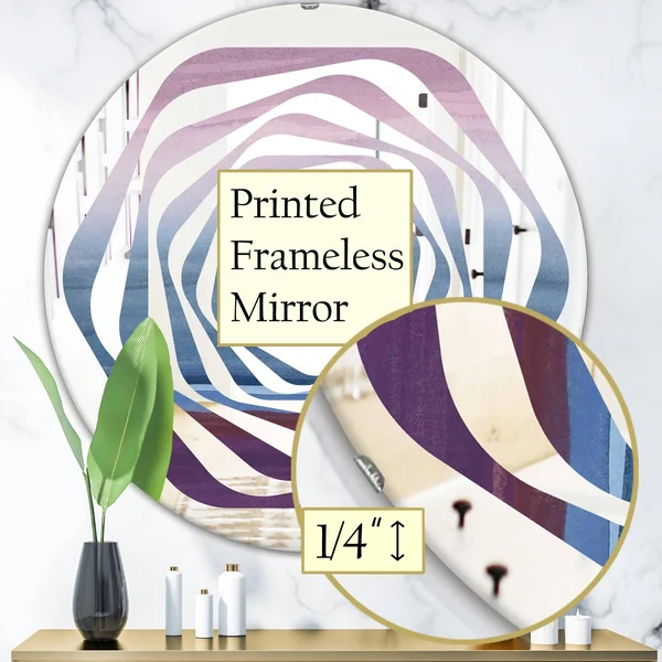 Designart 24-in L x 24-in W Round Purple Polished Wall Mirror - MIR30053-C6-C24