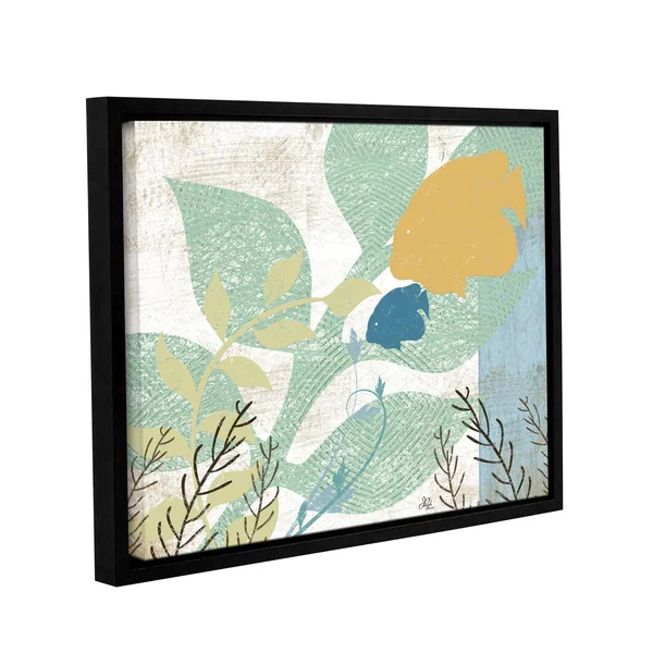 ArtWall Jennifer Pugh's Sealife Collection - Gallery Wrapped Floater-framed Canvas - Green/Yellow/White - 14x18