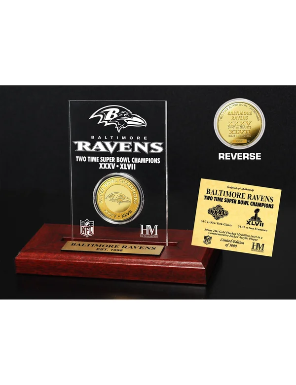 Baltimore Ravens 2x Super Bowl Champs Etched Acrylic