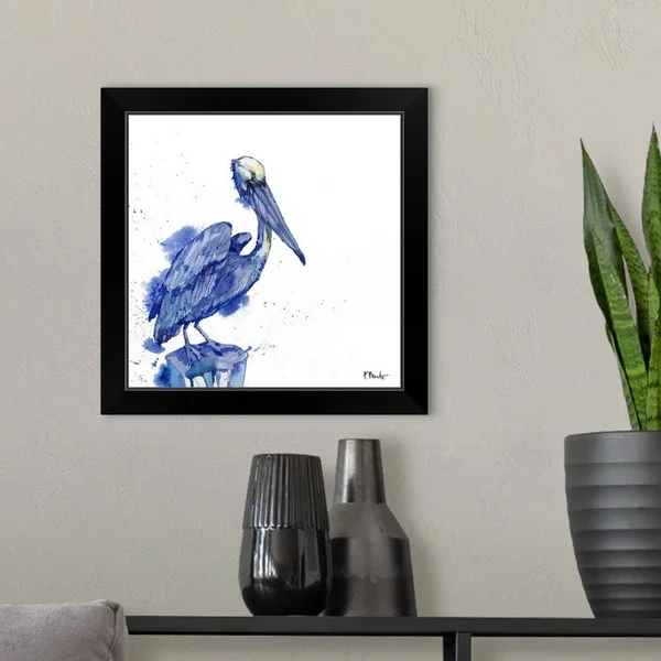 Arianna Pelican - White, Black Framed Wall Art, 16x16, Great Big Canvas