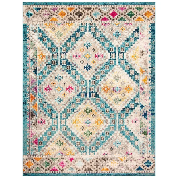 Safavieh Madison 418 Area Rug, Dark Blue, Yellow, 6&7x22 x 6&7x22 Round
