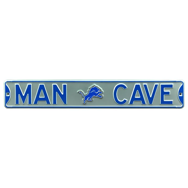 Detroit Lions 6x22 x 36x22 Man Cave Steel Street Sign - Silver