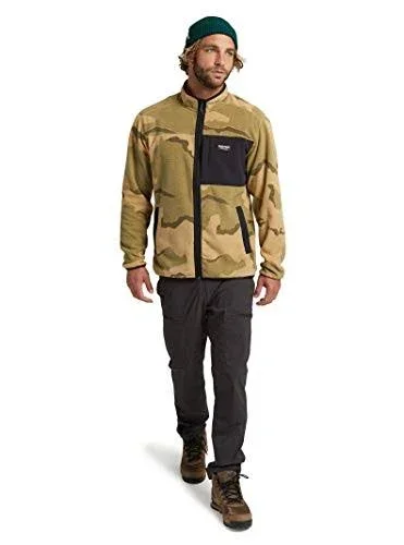 Burton Men's Hearth Full-Zip Fleece, Barren Camo, True Black, S