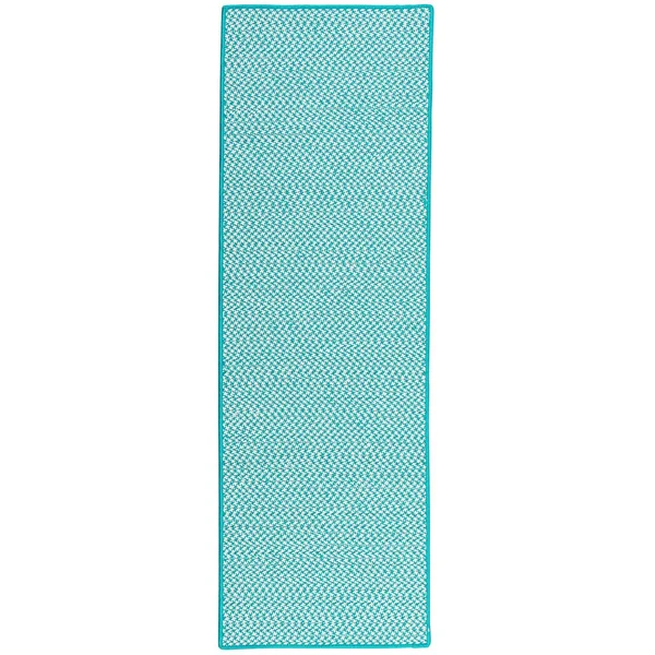 Colonial Mills Houndstooth Tweed Indoor, Outdoor Area Rug Turquoise, Size: 2 x 8 ft.