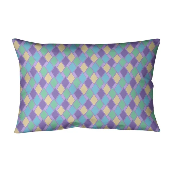 ArtVerse Retro Diamonds Lumbar Pillow - Green Multicolor - Linen