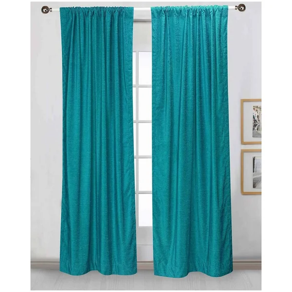 Turquoise Rod Pocket Velvet Curtain, Drape, Panel - Piece