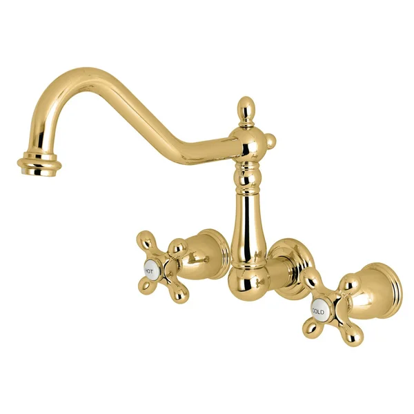 Kingston Brass Ks1282ax Heritage Wall Mount Kitchen Faucet - Polished Brass
